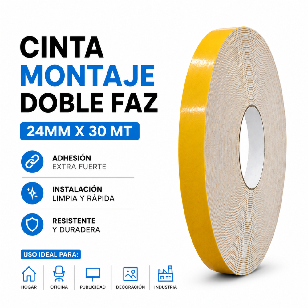CINTA MONTAJE DOBLE FAZ 24MM X30MT RIOTO