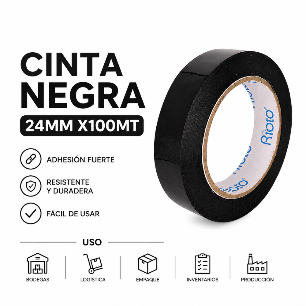 CINTA NEGRA 24MM X100 RIOTO