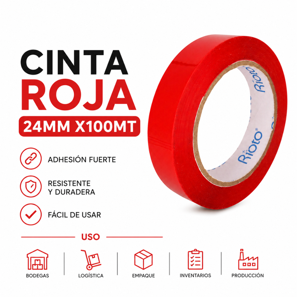 CINTA ROJA 24MM X100 RIOTO