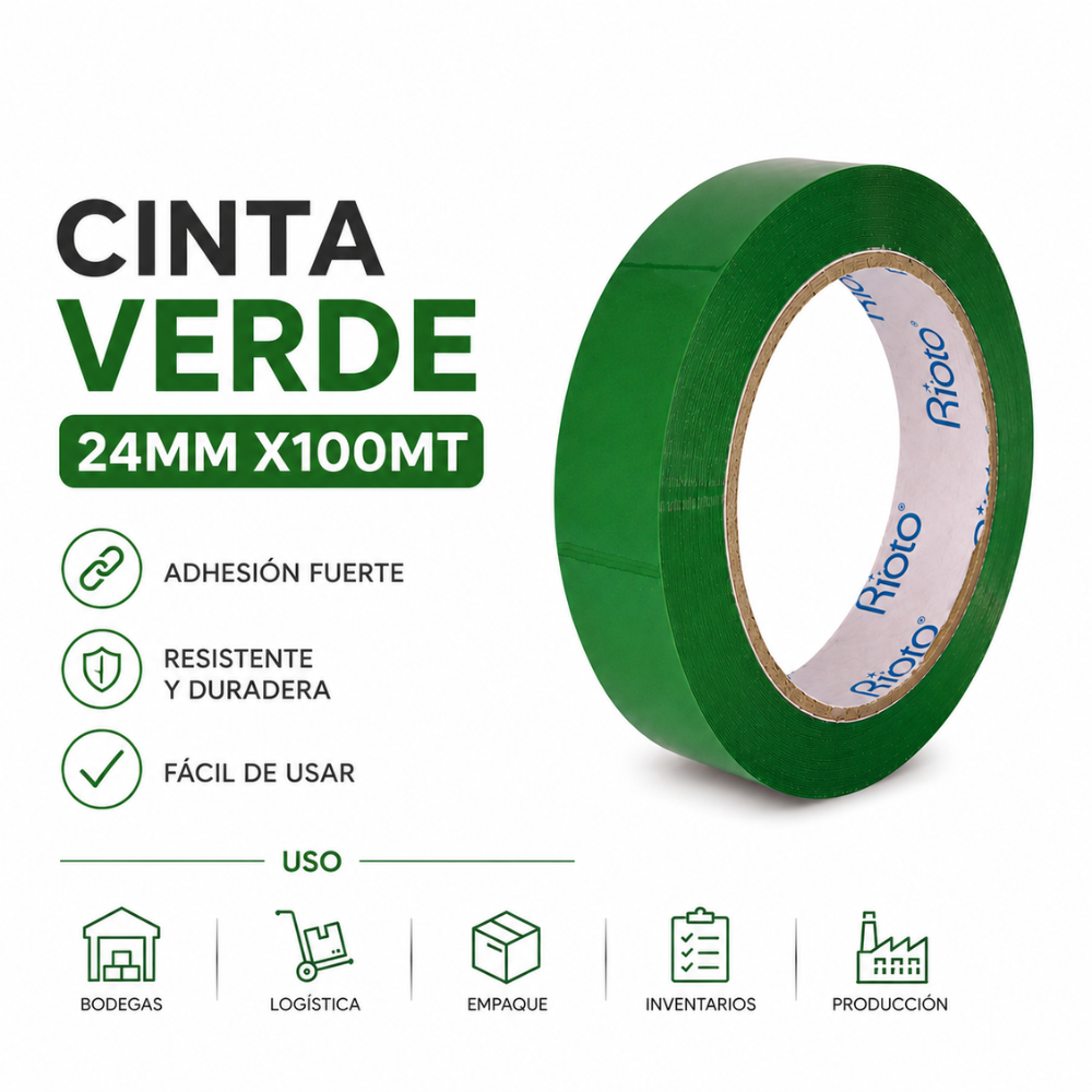 CINTA VERDE 24MM X100 RIOTO