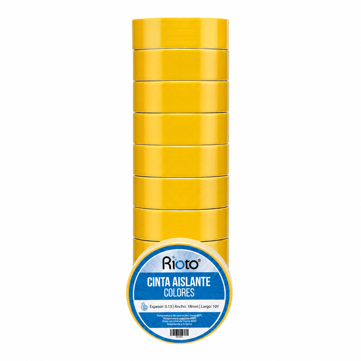 CINTA RIOTO AISLANTE AMARILLA 18MM 10 YD X 10 UNID