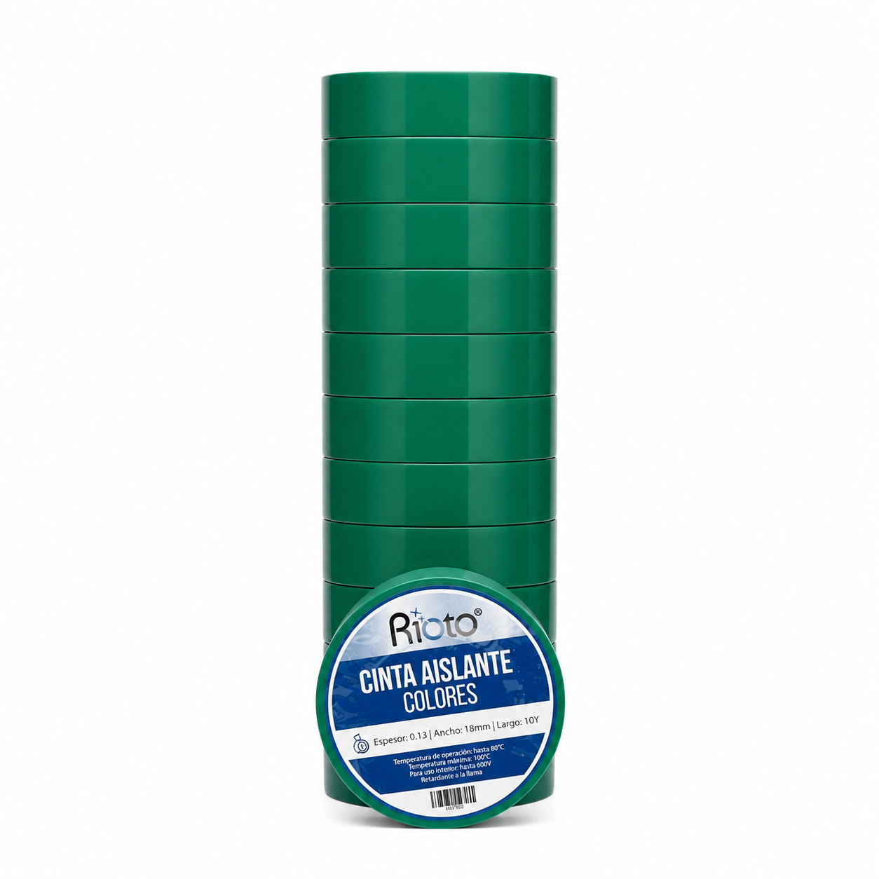 CINTA RIOTO AISLANTE VERDE 10 YD X 10 UNID