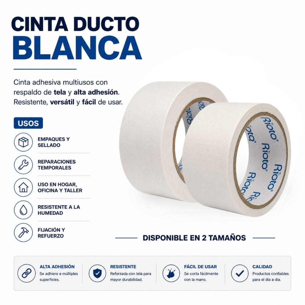CINTA DUCTO BLANCA 48MM X 10M RIOTO