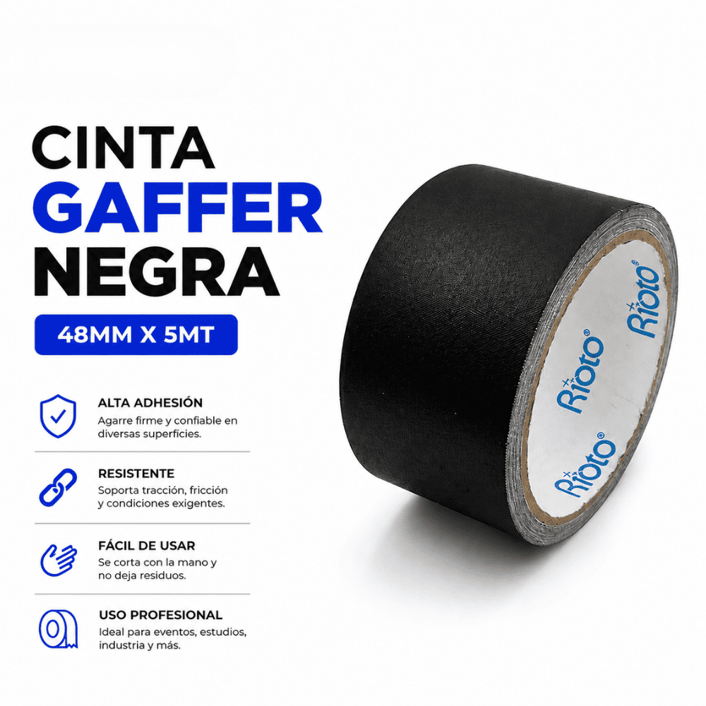 CINTA GAFFER NEGRA 48MM X5MT RIOTO