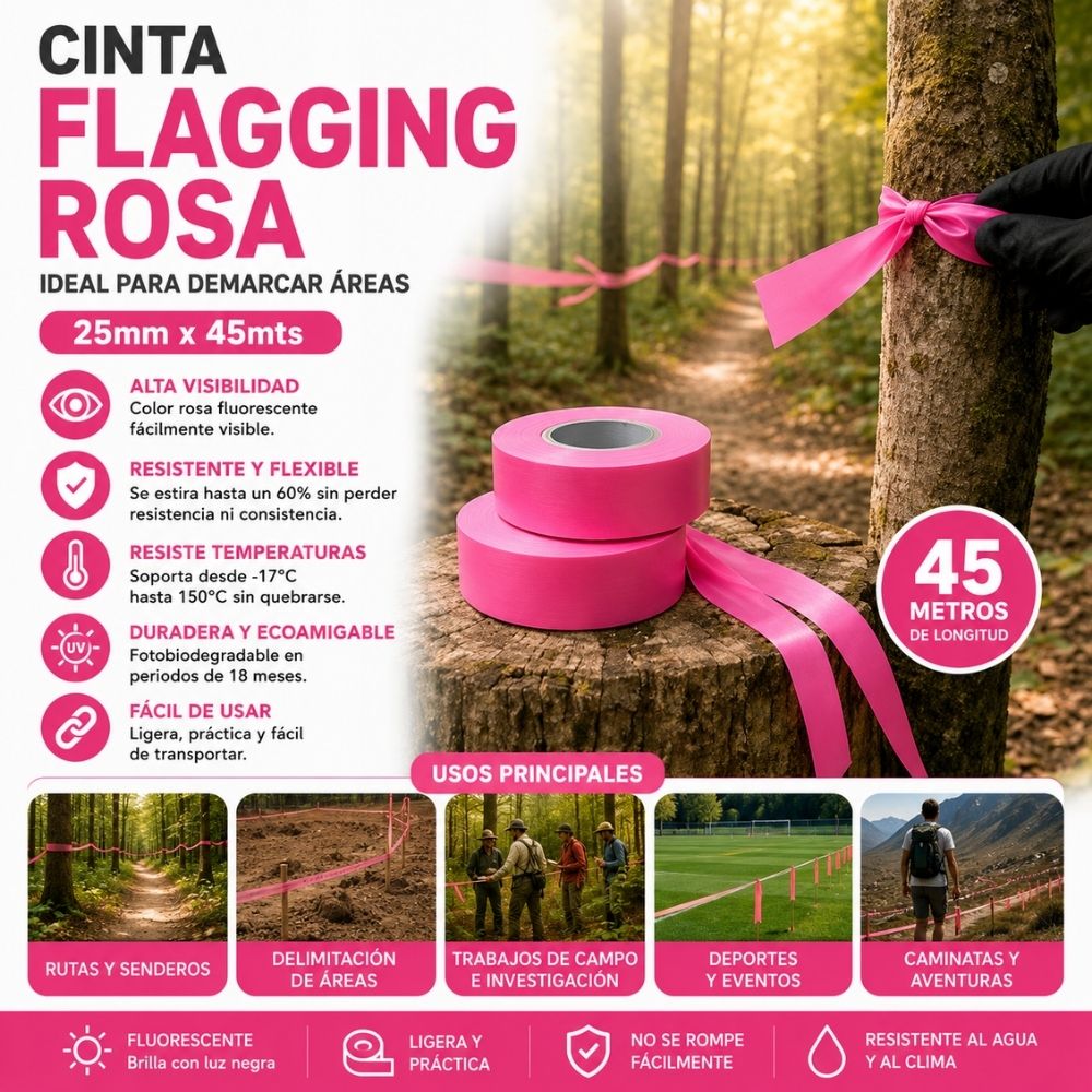 CINTA RIOTO FLAGGING ROSA 25MM X 45MT