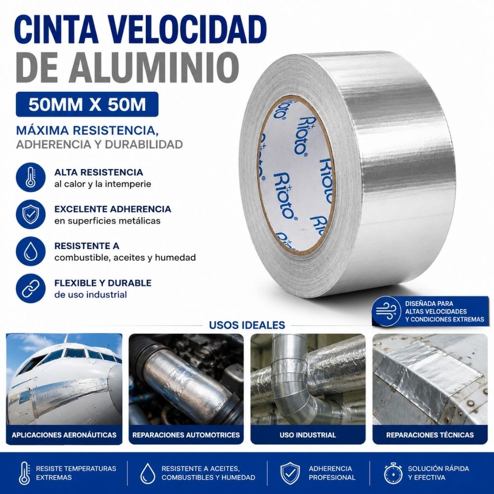 CINTA VELOCIDAD DE ALUMINIO 50MM X 50 RIOTO