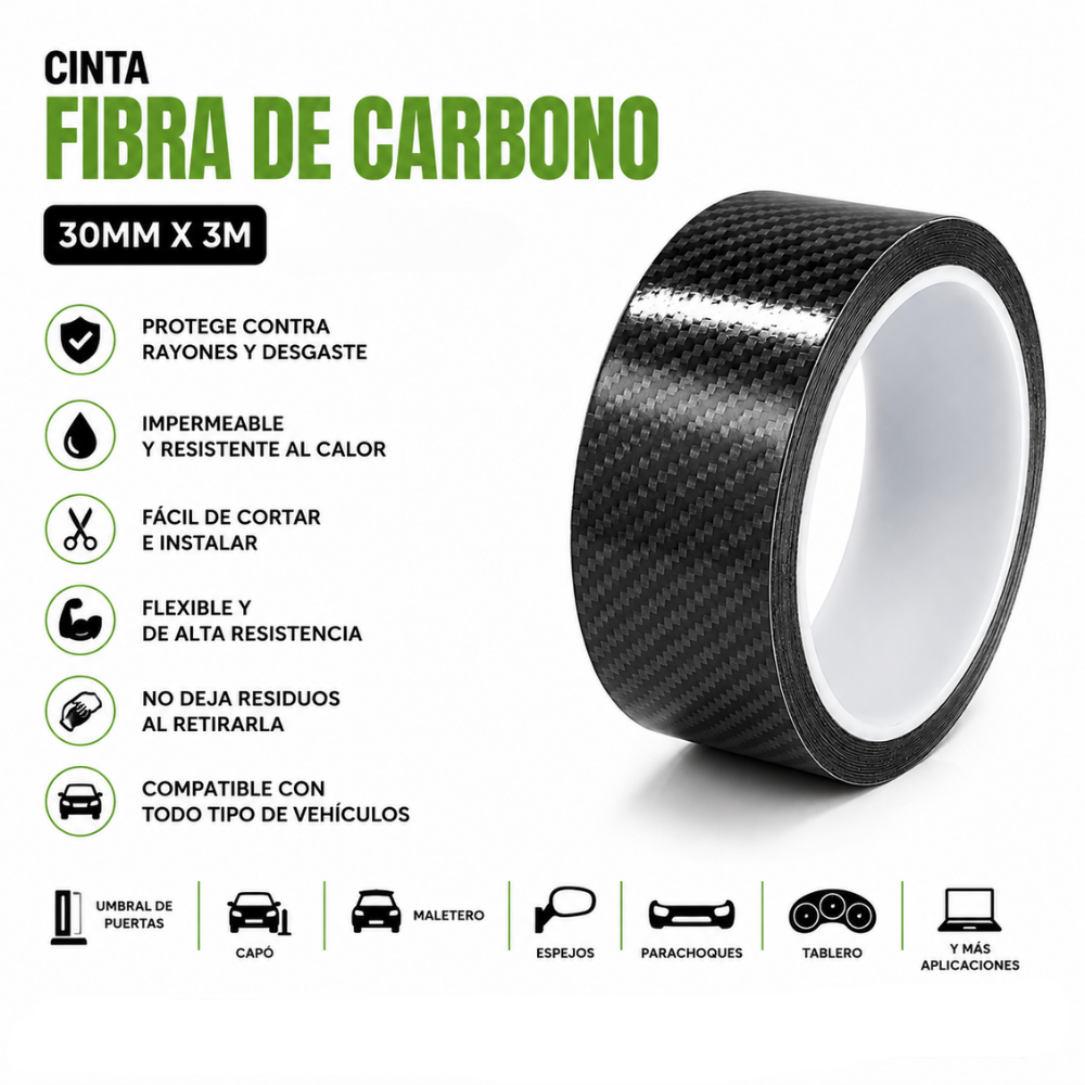 CINTA FIBRA DE CARBONO 30MM X3 RIOTO