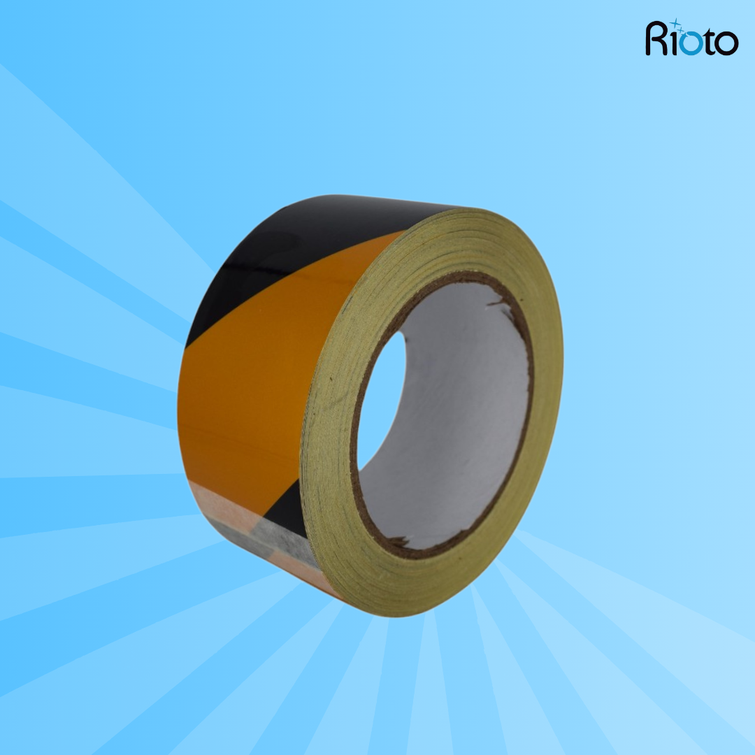 CINTA RIOTO SEÑALIZACION AMARILLA NEGRA REFLECTIVA 50 MM X 30 MT