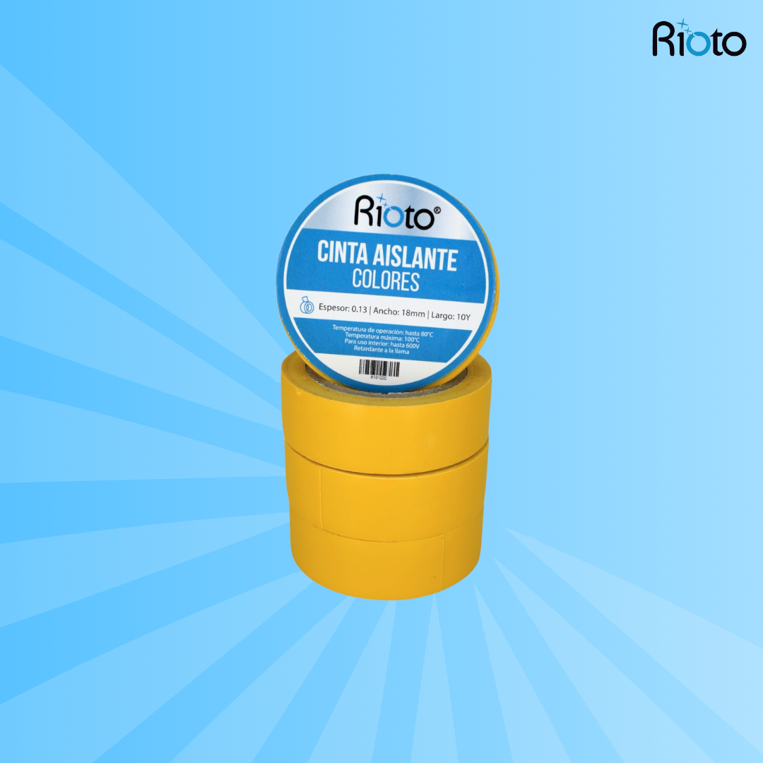 CINTA RIOTO AISLANTE AMARILLA 18MM 10 YD X 10 UNID