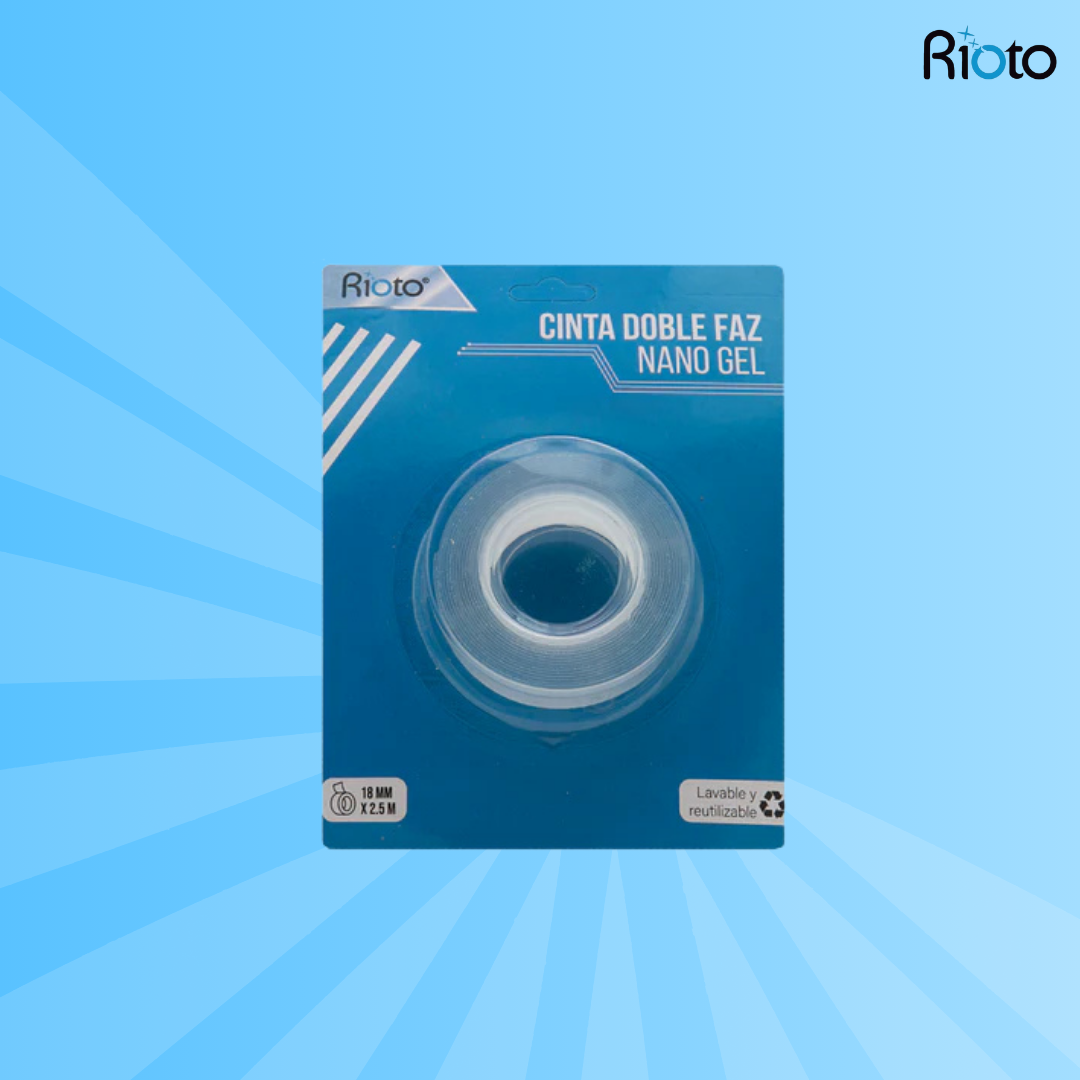 CINTA RIOTO DOBLE FAZ NANO GEL18MM X 2.5 MT
