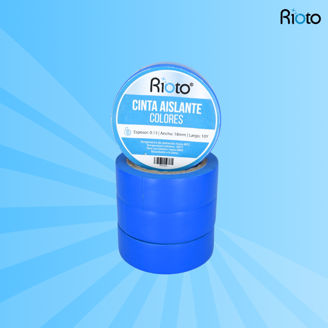CINTA RIOTO AISLANTE AZUL 18MM 10 YD X 10 UNID