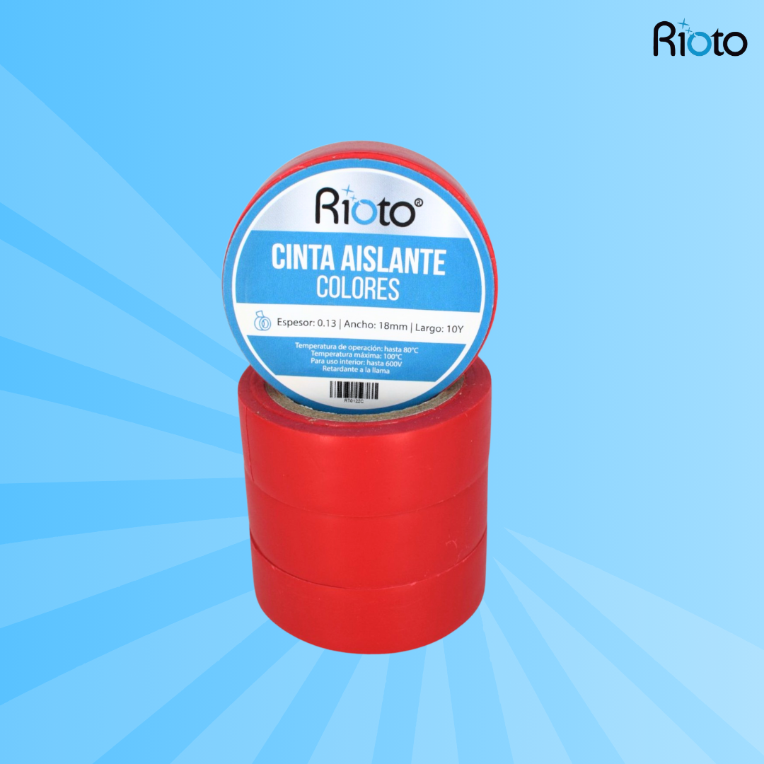 CINTA RIOTO AISLANTE ROJO 18MM 10 YD X 10 UNID