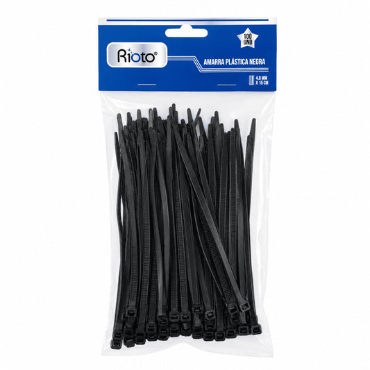 AMARRAS PLASTICAS NEGRAS 4.8MM X15CM RIOTO