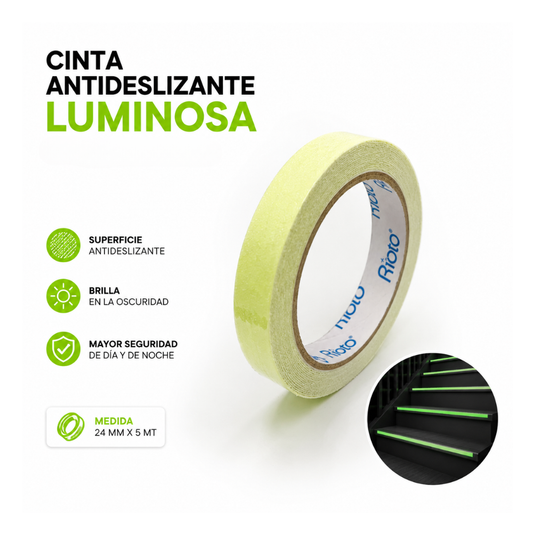 CINTA ANTIDESLIZANTE LUMINOSA 24MM X5 RIOTO