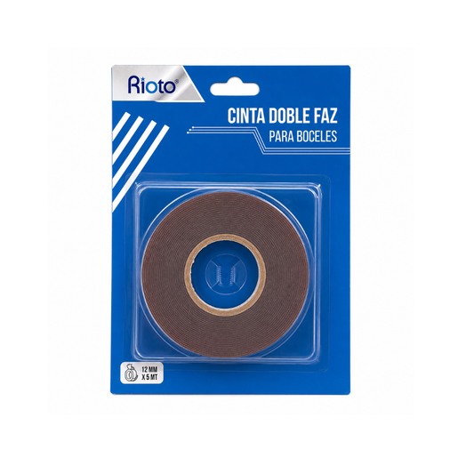 CINTA DOBLE FAZ ESPUMA BOCELES 12MM X 5MT RIOTO