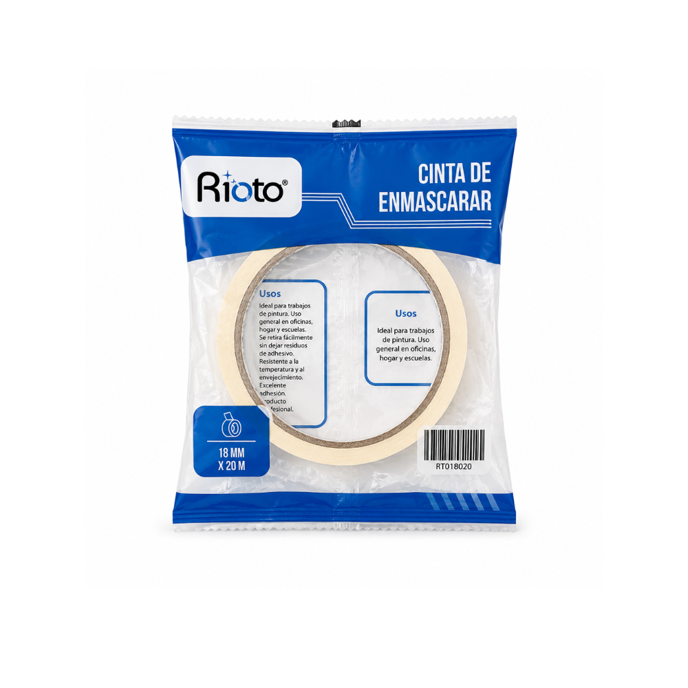 CINTA ENMASCARAR BLANCA 18MM X20MT RIOTO