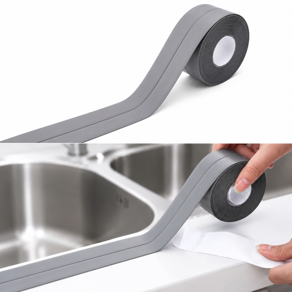 CINTA SELLADO COCINA Y BAÑO GRIS 36MM X3.2MT RIOTO