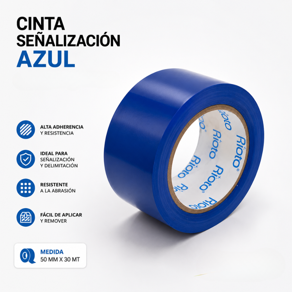 CINTA SEÑALIZACION AZUL 50MM X 30MT RIOTO