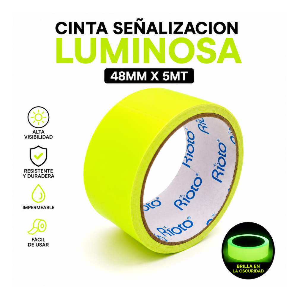 CINTA SEÑALIZACION LUMINOSA 48 MM X5MT RIOTO