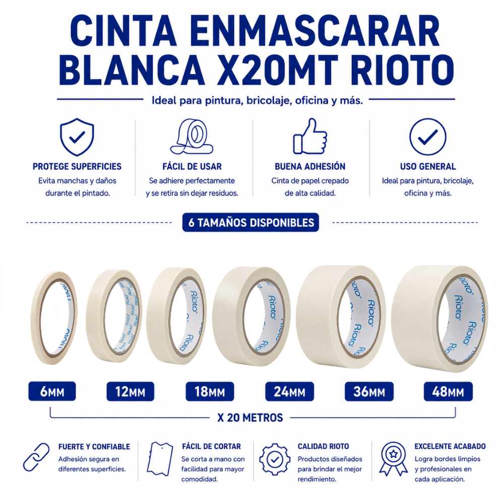 CINTA ENMASCARAR 6MM X20MT RIOTO