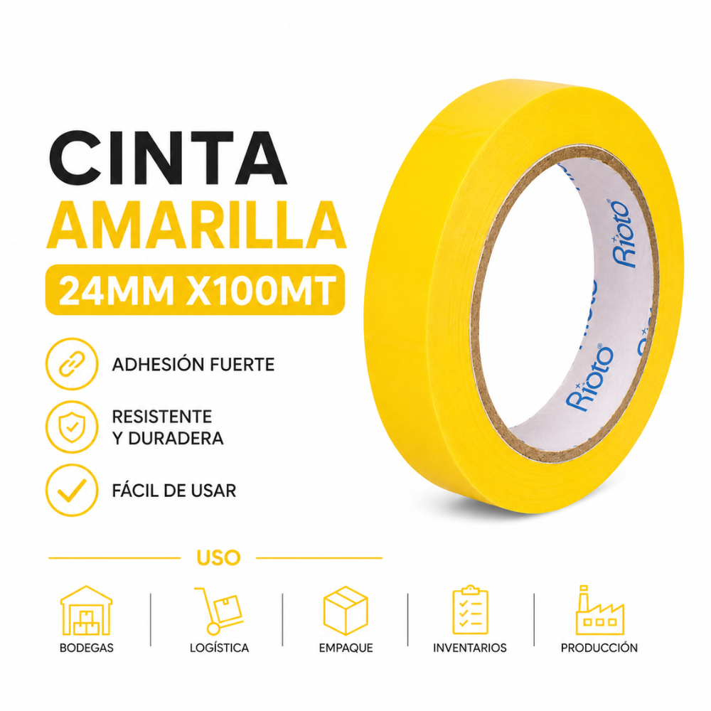 CINTA AMARILLA 24MM X100 RIOTO
