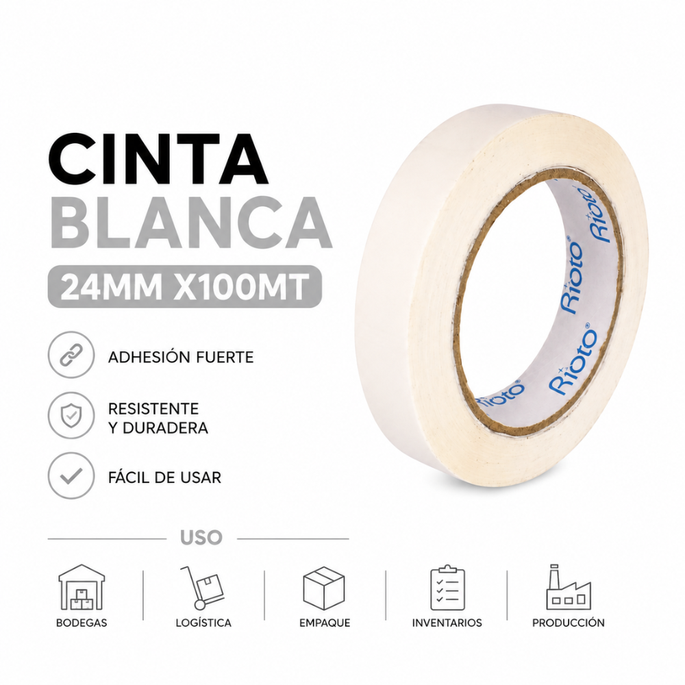 CINTA BLANCA 24MM X100 RIOTO