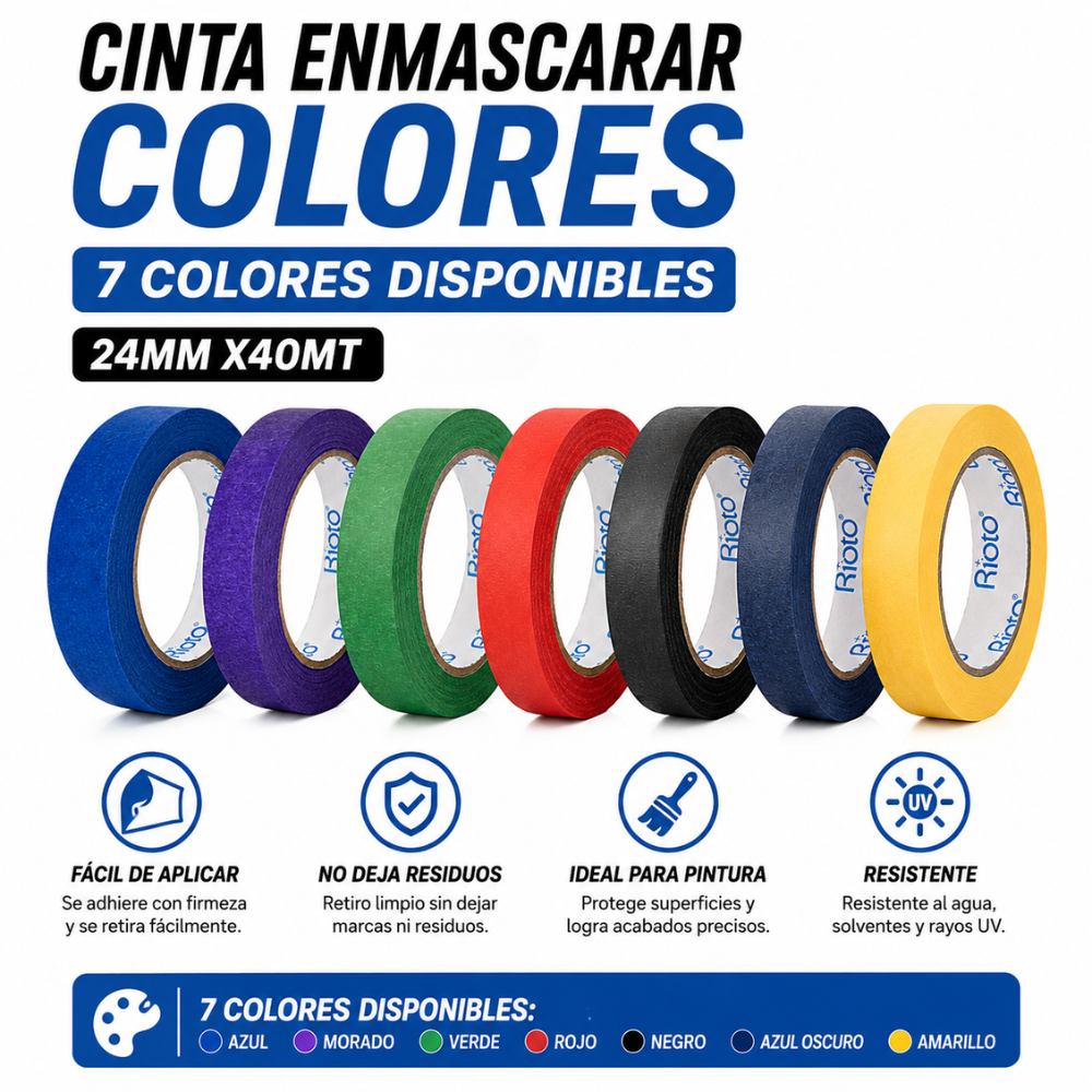 CINTA ENMASCARAR MORADA 24MM X40MT RIOTO