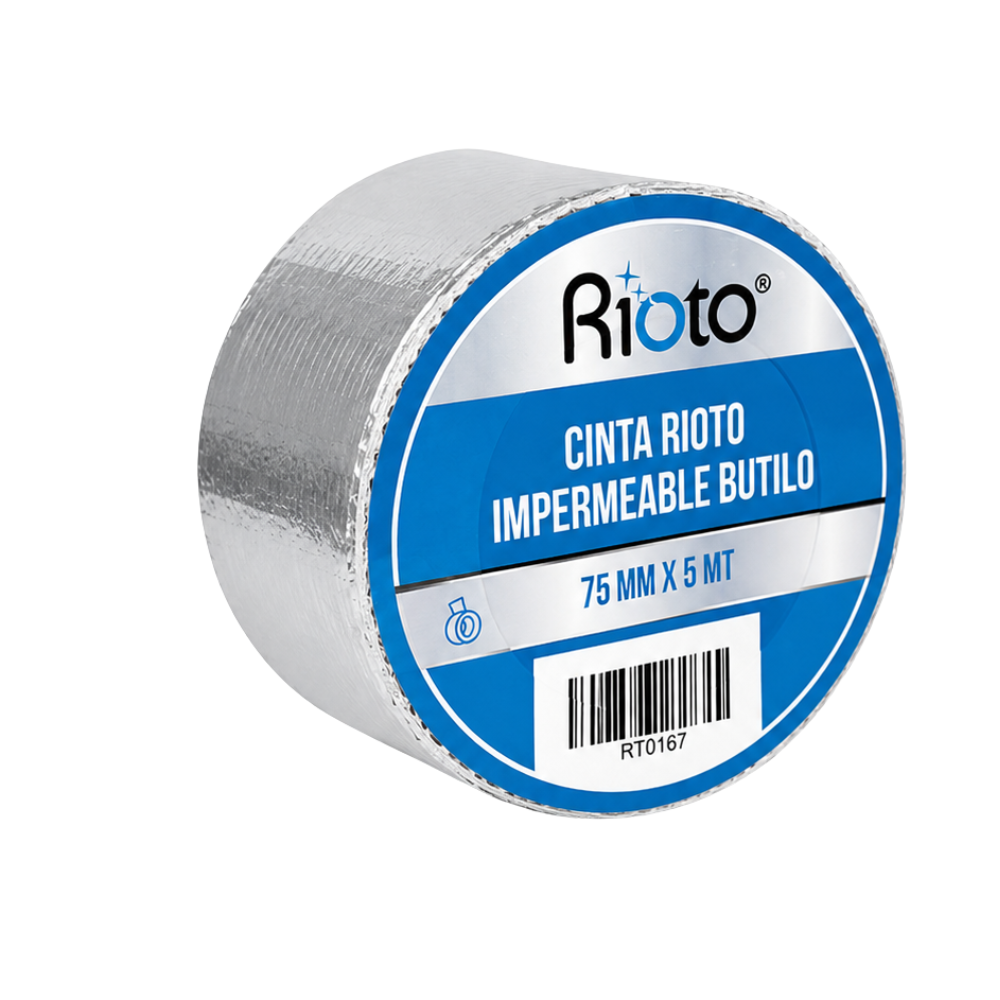 CINTA IMPERMEABLE BUTILO 75MM X5MT RIOTO