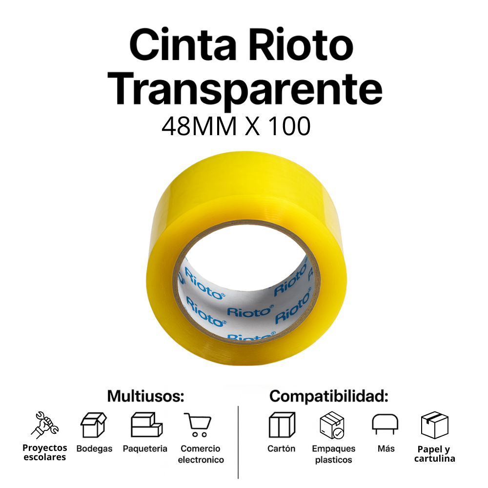 CINTA RIOTO TRANSPARENTE 48MM X 100
