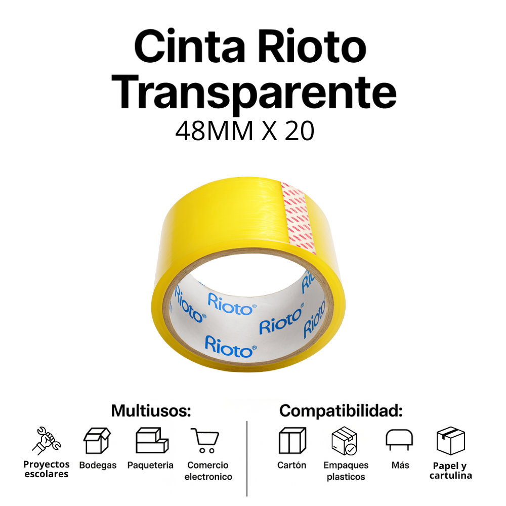 CINTA RIOTO TRANSPARENTE 48MM X 20