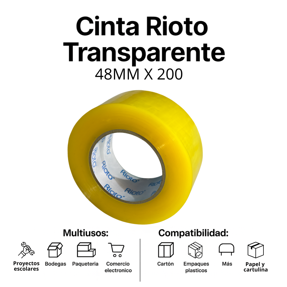 CINTA RIOTO TRANSPARENTE 48MM X 200