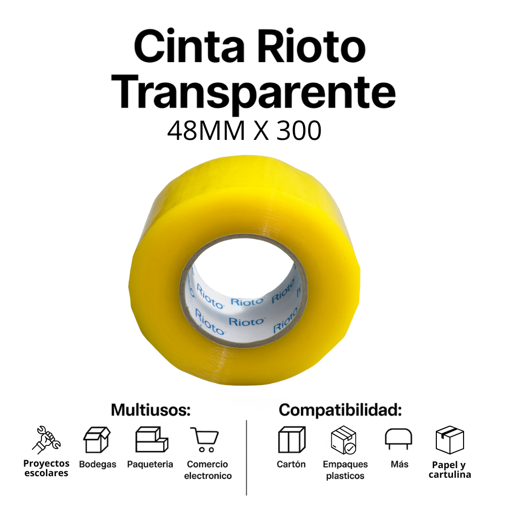 CINTA RIOTO TRANSPARENTE 48MM X 300