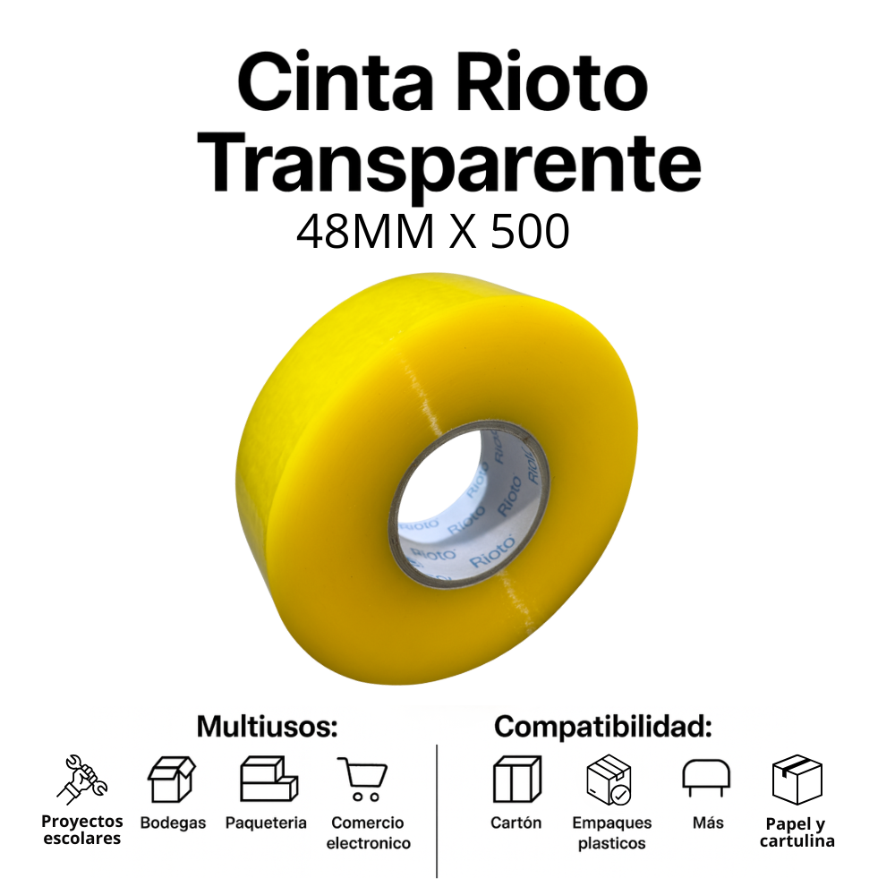 CINTA RIOTO TRANSPARENTE 48MM X 500