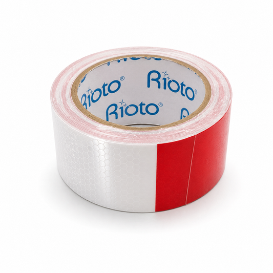 CINTA RIOTO REFLECTIVA ROJA y BLANCA 48MM X10