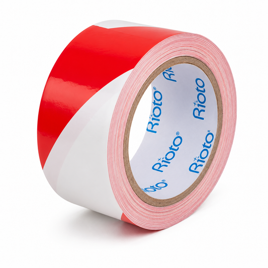 CINTA SEÑALIZACION ROJA BLANCA 48MM X 30MT RIOTO