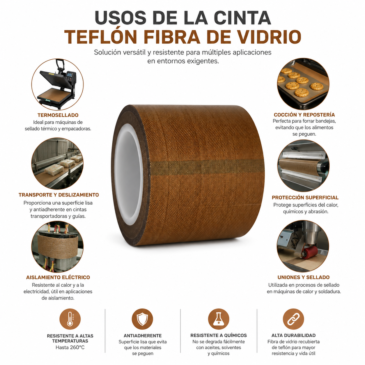 CINTA RIOTO TEFLON FIBRA DE VIDRIO 48MM X 10M
