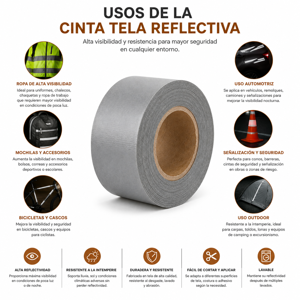 CINTA RIOTO TELA REFLECTIVA 48MM X 50MT