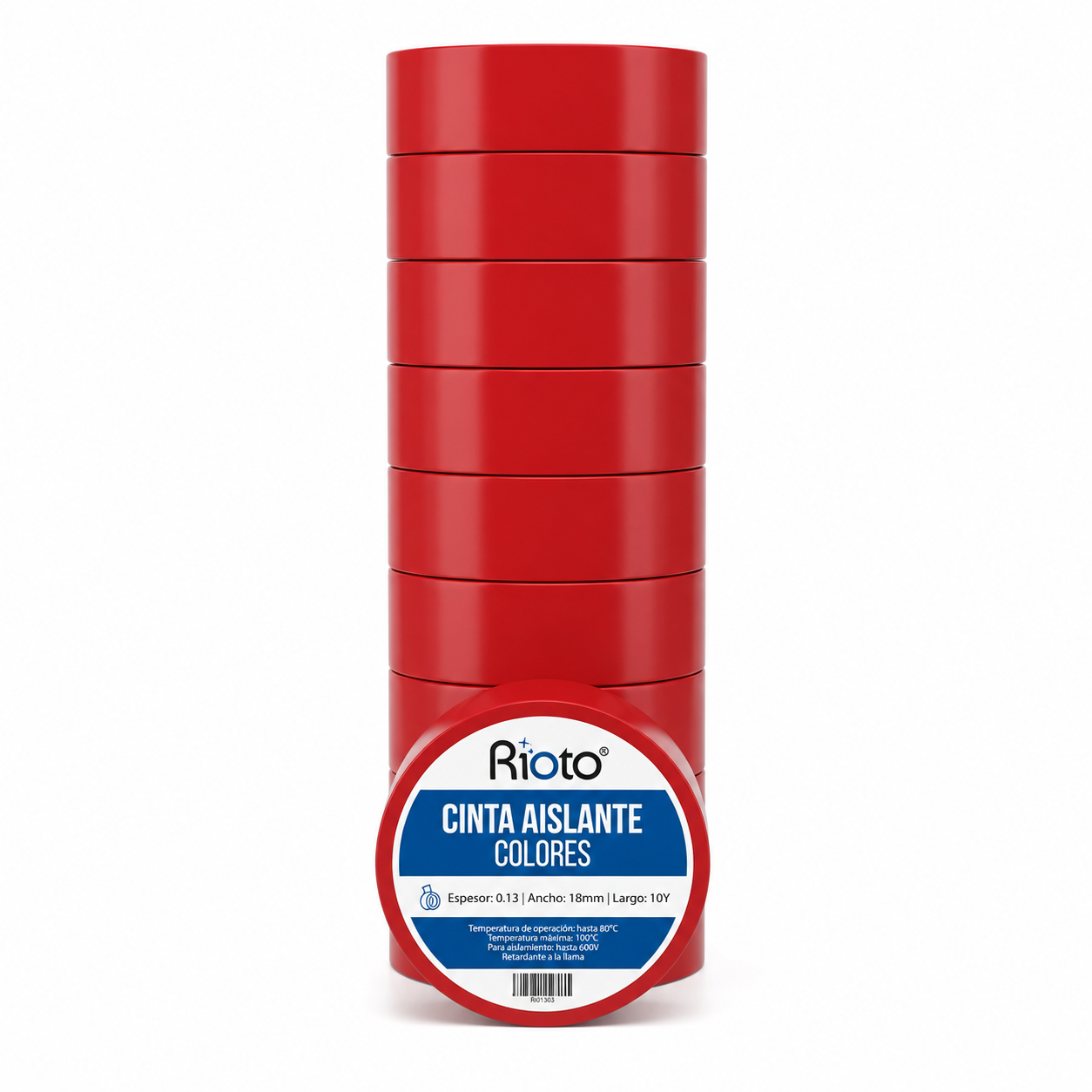 CINTA RIOTO AISLANTE ROJO 18MM 10 YD  X 10 UNID
