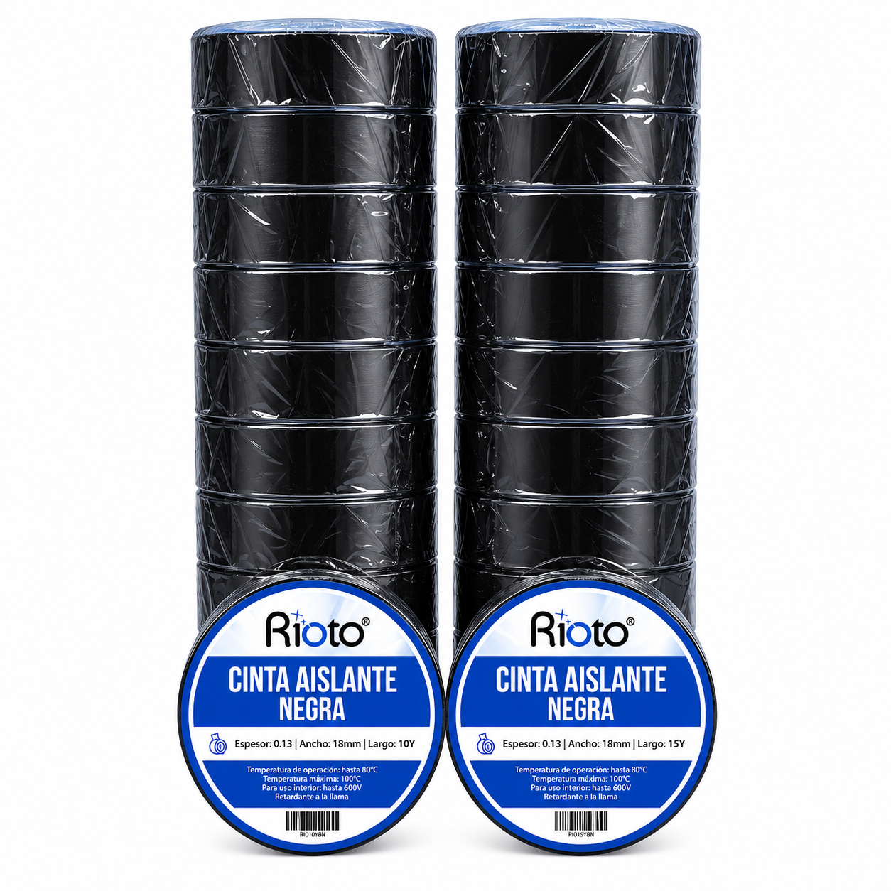 CINTA RIOTO AISLANTE NEGRA 18MM 10 YD - 15 YD  X 10 UNID