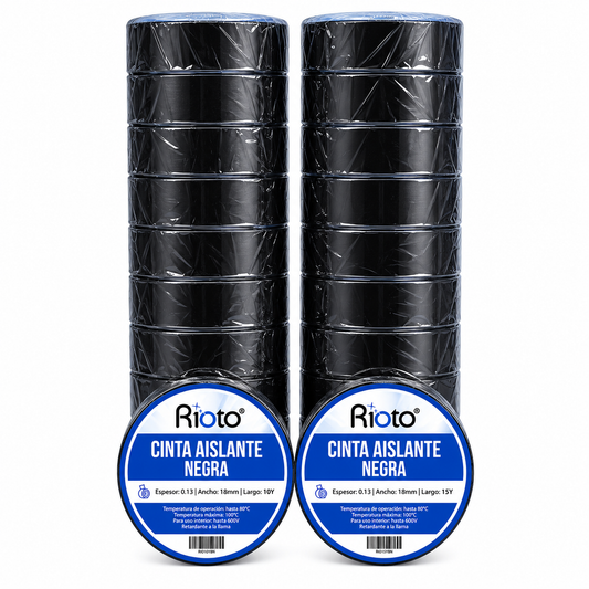 CINTA RIOTO AISLANTE NEGRA 18MM 10 YD - 15 YD  X 10 UNID