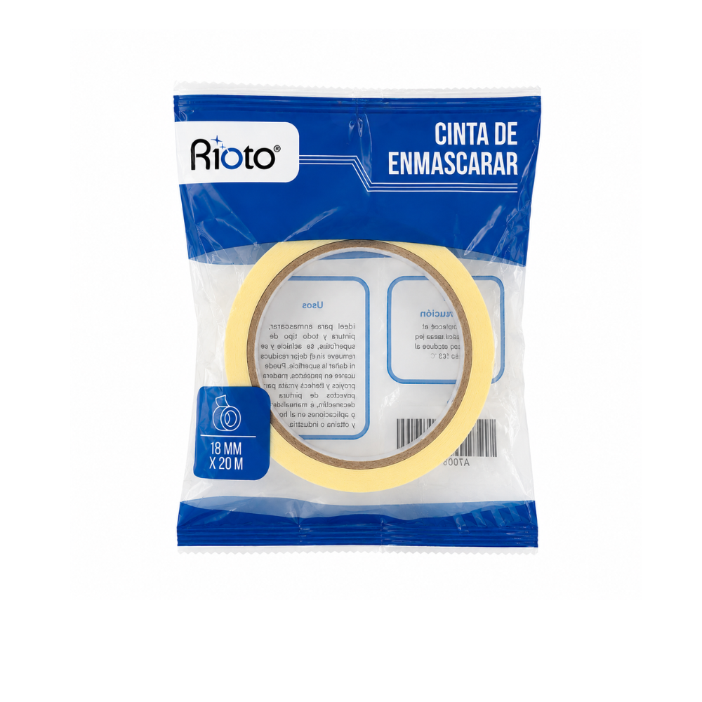 CINTA RIOTO ENMASCARAR AMARILLA 18MM X 20MT