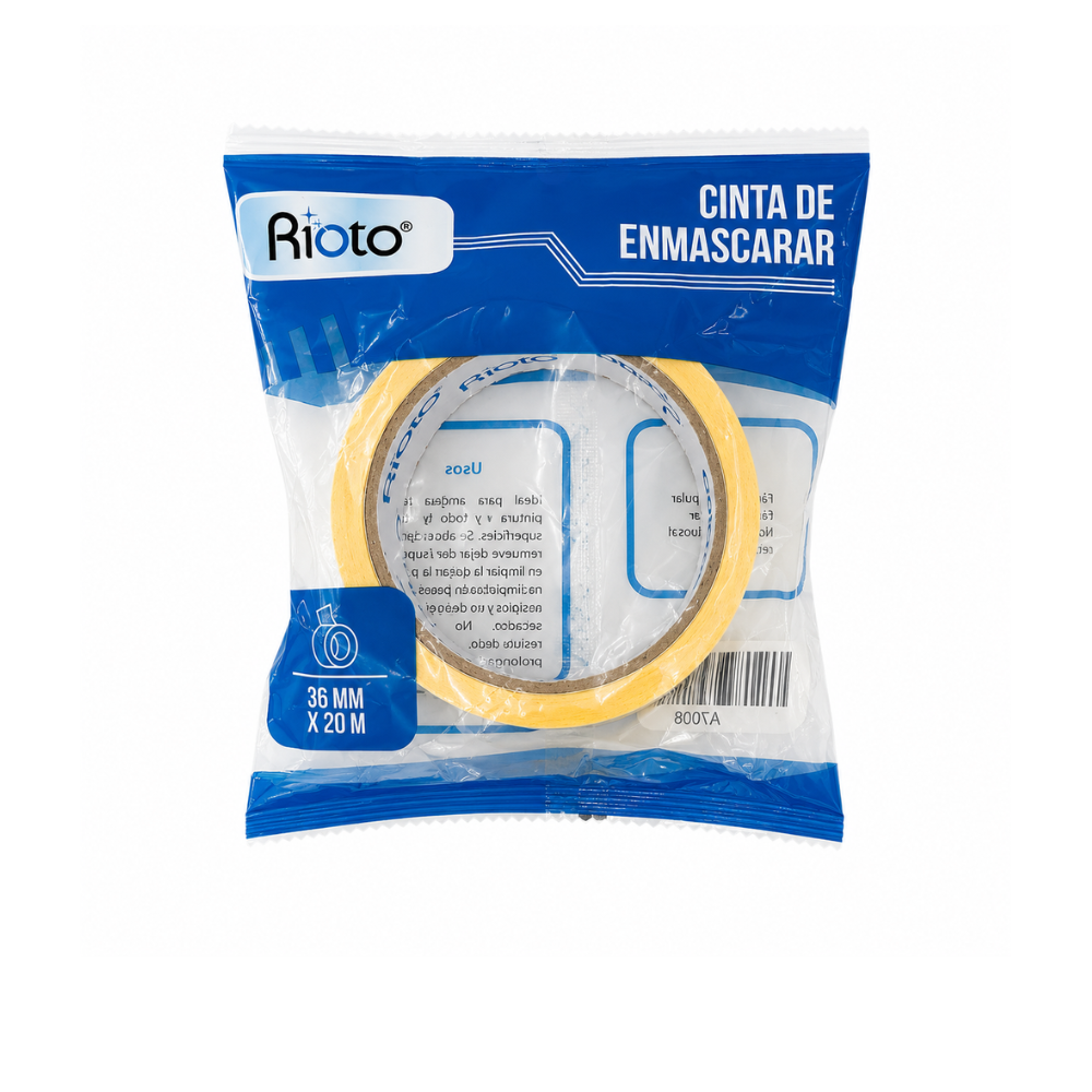 CINTA RIOTO ENMASCARAR AMARILLA 36MM X 20MT