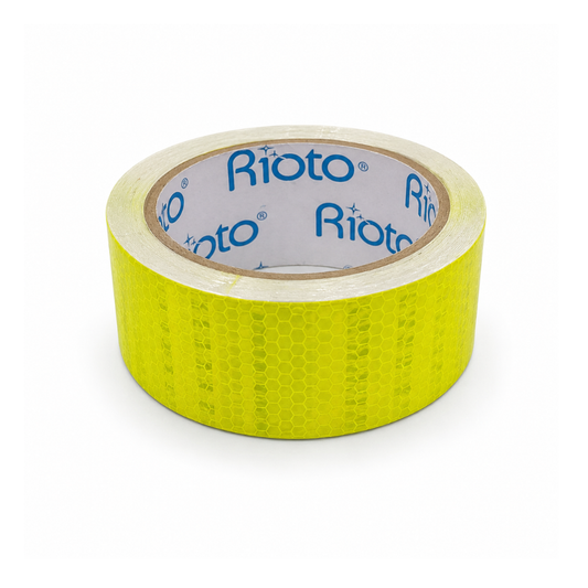 CINTA RIOTO REFLECTIVA VERDE LIMÓN 48MM X10