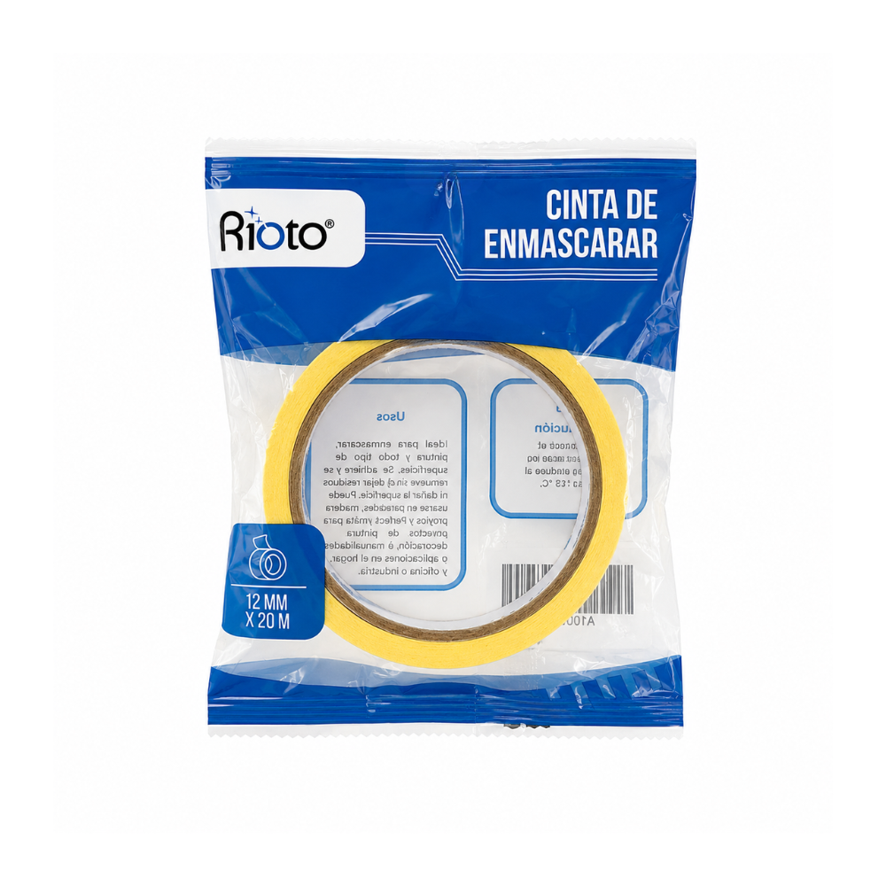 CINTA RIOTO ENMASCARAR AMARILLA 12MM X 20MT