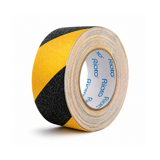 CINTA ANTIDESLIZANTE AMARILLA  NEGRO 48MM X 15MT RIOTO
