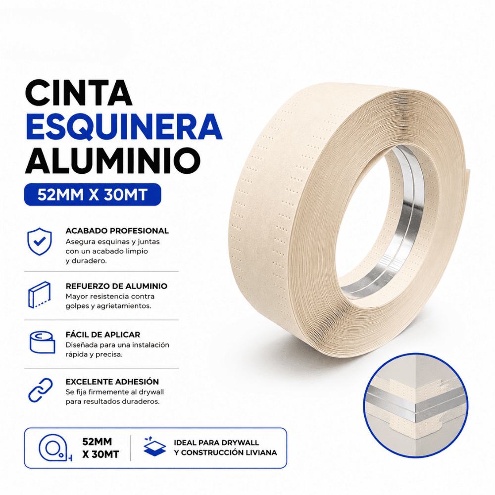 CINTA ESQUINERA ALUMINIO 52MM X30MT RIOTO