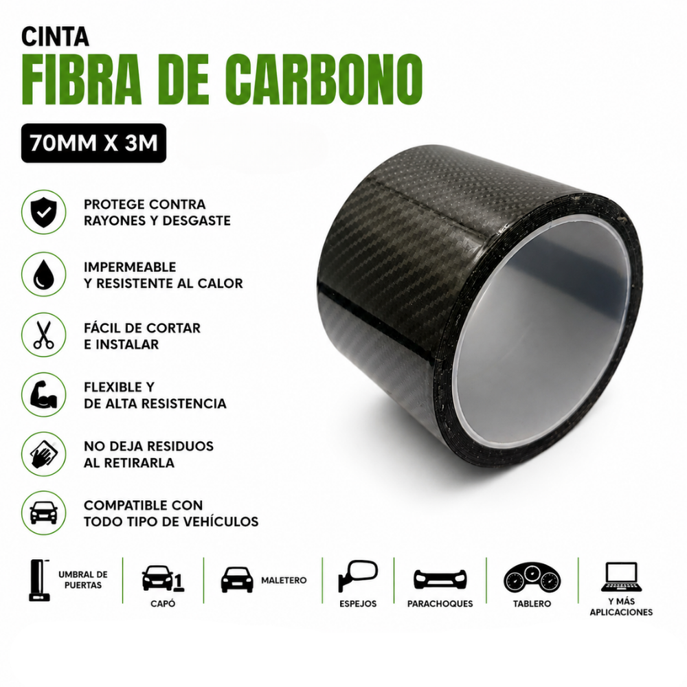 CINTA FIBRA DE CARBONO 70MM X3 RIOTO