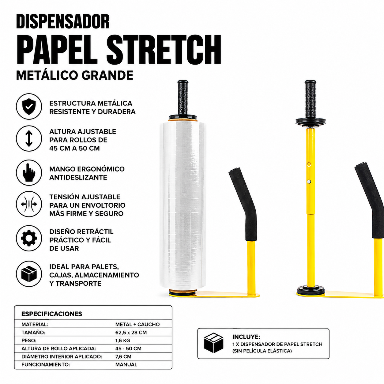 DISPENSADOR PAPEL STRETCH METALICO GRANDE RIOTO