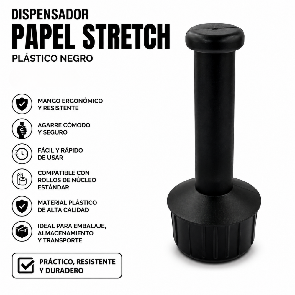 DISPENSADOR PAPEL STRETCH PLASTICO NEGRO RIOTO