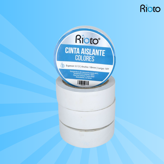 CINTA RIOTO AISLANTE BLANCA 18MM 10 YD  X 10 UNID